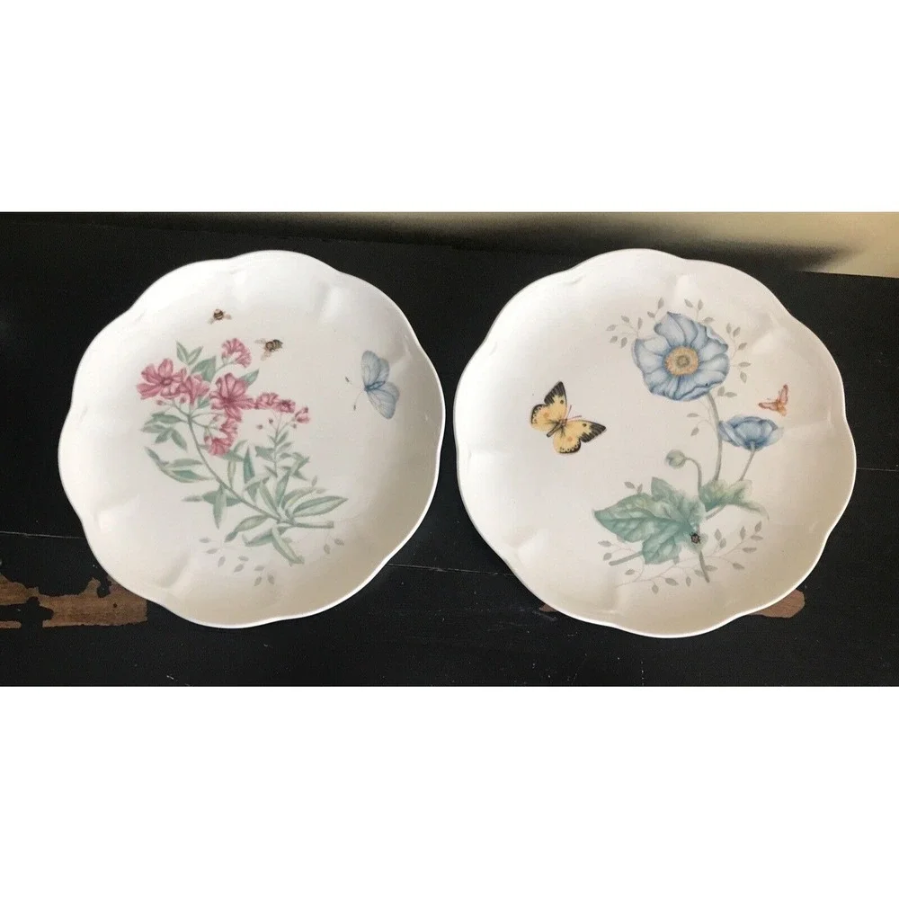Lenox Butterfly Meadow Monarch‎ Patterns 2 Salad Plates Scalloped